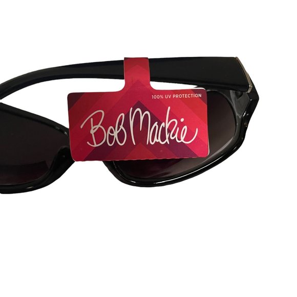 Bob Mackie Black & Silver Trim 100% UV Sunglasses NEW - Picture 2 of 2